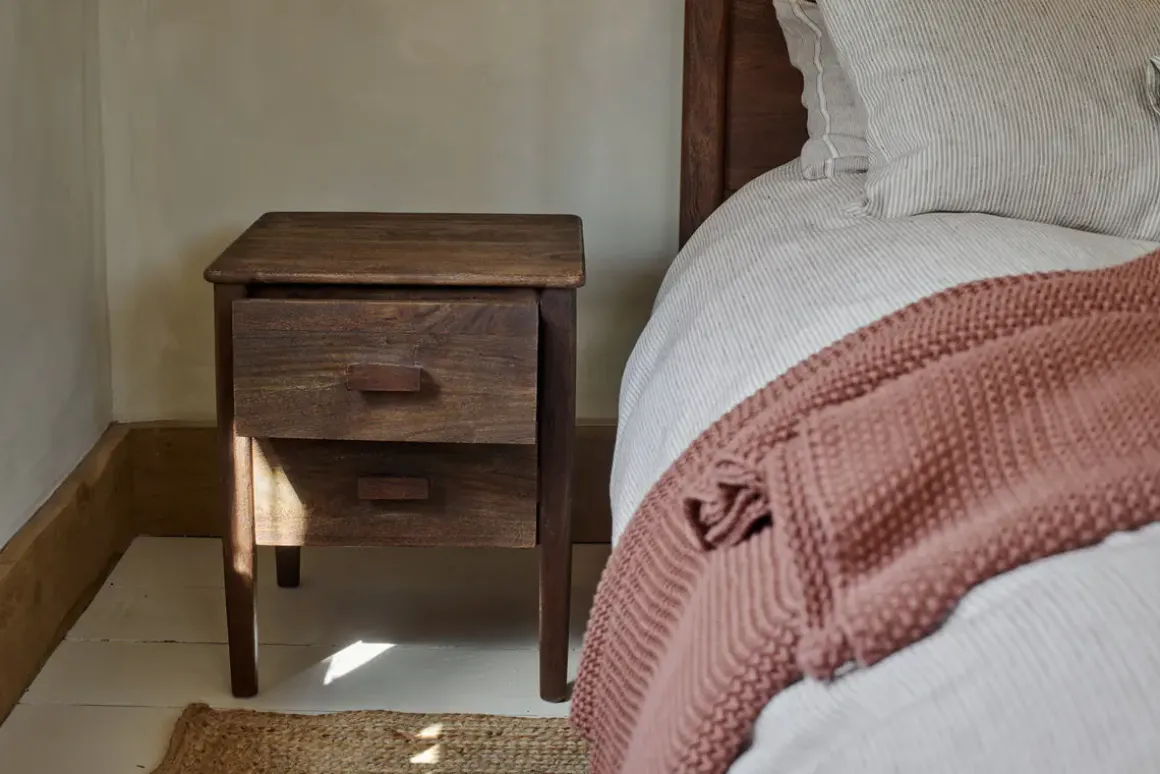 Anbu Acacia Bedside Table - Washed Walnut