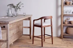 Anbu Acacia Upholstered Counter Chair - Washed Walnut