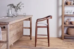 Anbu Acacia Upholstered Counter Chair - Washed Walnut