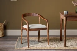 Anbu Acacia Upholstered Dining Chair - Washed Walnut