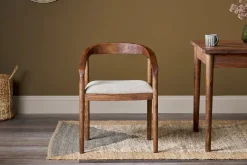 Anbu Acacia Upholstered Dining Chair - Washed Walnut