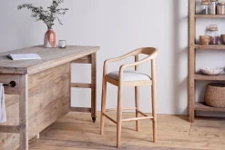 Anbu Mango Wood Upholstered Counter Chair - Natural