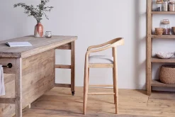 Anbu Mango Wood Upholstered Counter Chair - Natural