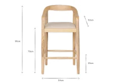 Anbu Mango Wood Upholstered Counter Chair - Natural