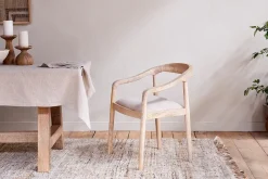 Anbu Mango Wood Upholstered Dining Chair - Natural