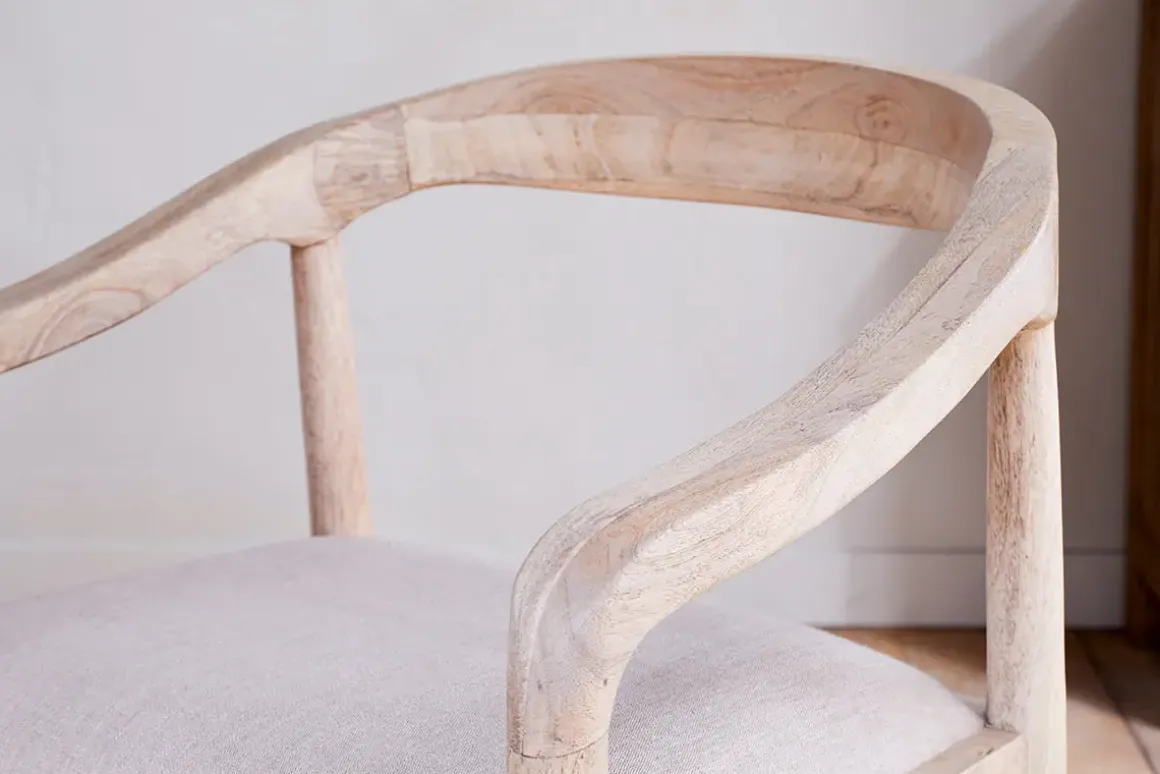 Anbu Mango Wood Upholstered Dining Chair - Natural