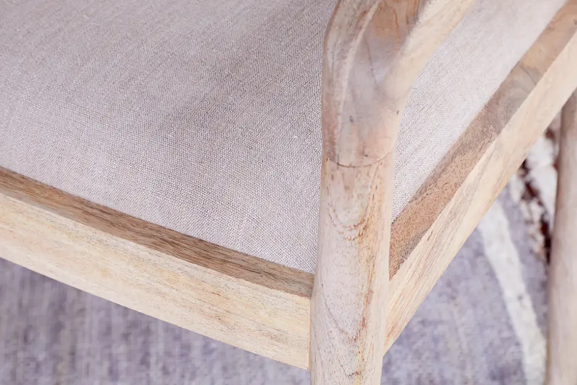 Anbu Mango Wood Upholstered Dining Chair - Natural