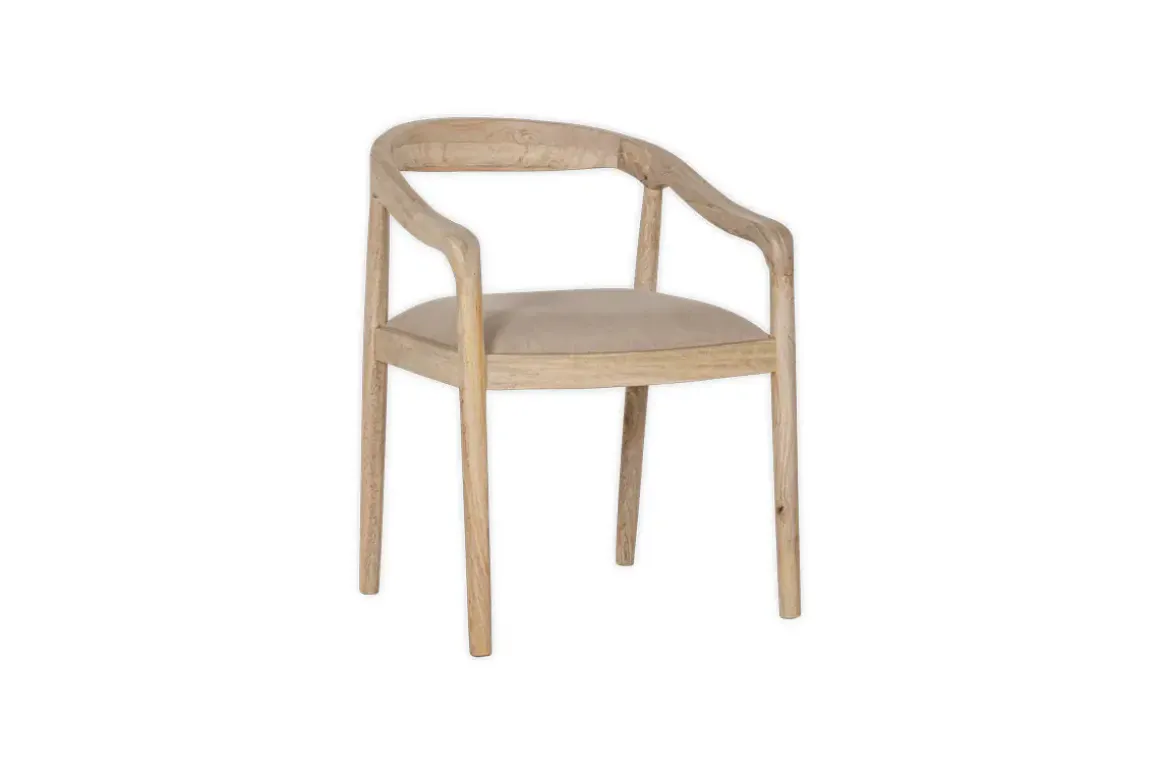 Anbu Mango Wood Upholstered Dining Chair - Natural