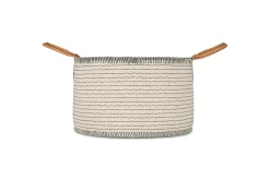 Anjuli Jute & Cotton Basket - Off White & Black
