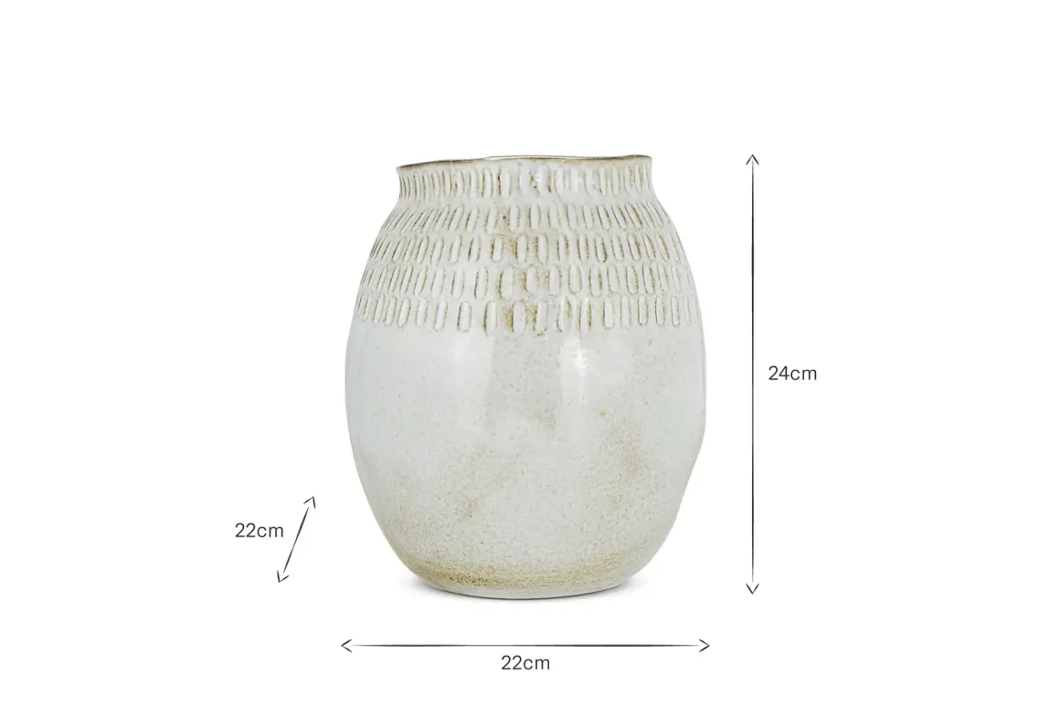 Anjuna Reactive Glaze Ceramic Vase - Off White