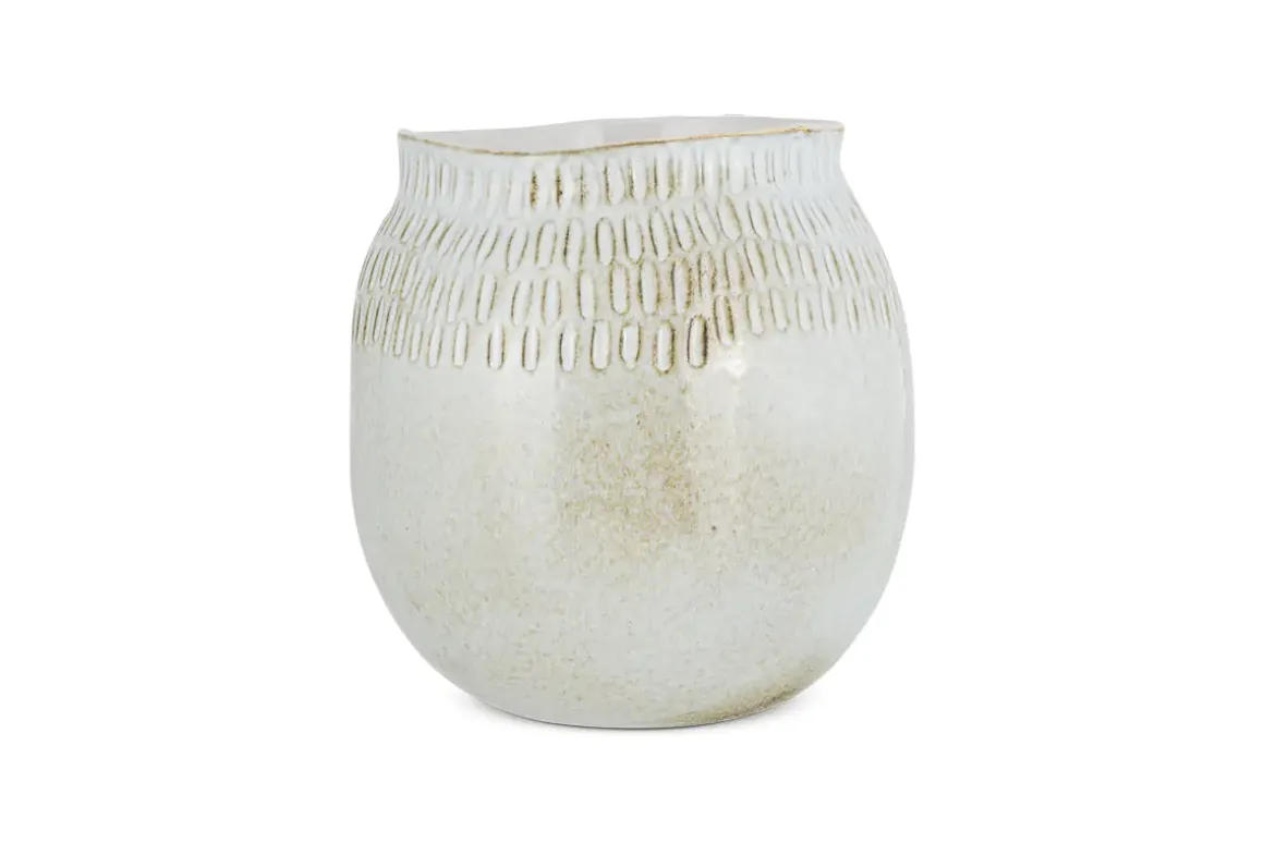 Anjuna Reactive Glaze Ceramic Vase - Off White
