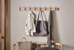 Ankita Mango Wood & Iron Hooks - Natural & Antique Brass - Large