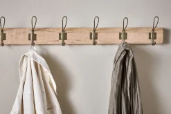 Ankita Mango Wood & Iron Hooks - Natural & Antique Brass - Large