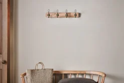 Ankita Mango Wood & Iron Hooks - Natural & Antique Brass - Small