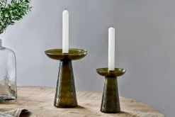 Avyn Recycled Glass Candle Holder - Forest Green