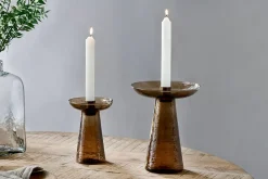 Avyn Recycled Glass Candle Holder - Smoke Amber
