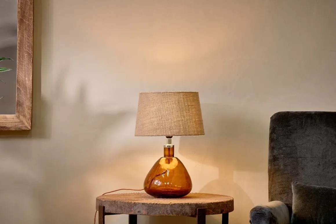 Baba Recycled Glass Lamp - Burnt Amber - Small Wide