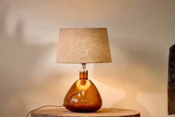 Baba Recycled Glass Lamp - Burnt Amber - Small Wide