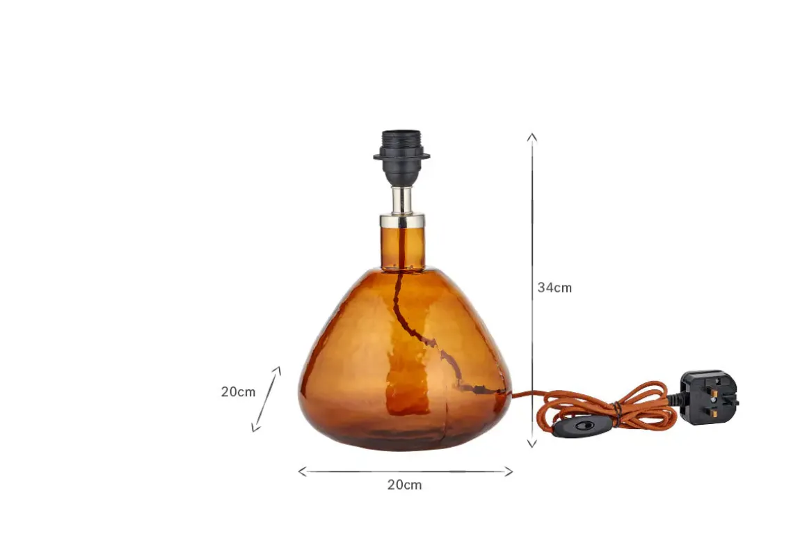 Baba Recycled Glass Lamp - Burnt Amber - Small Wide