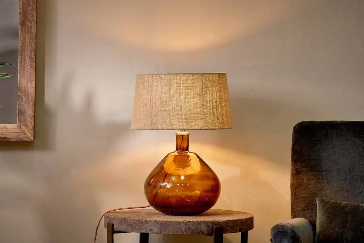 Baba Recycled Glass Lamp - Burnt Amber - Large Wide