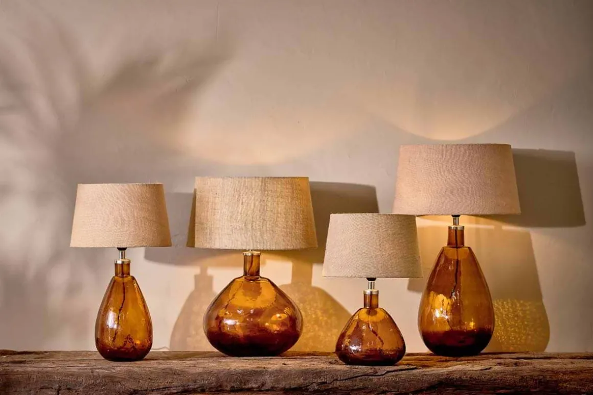 Baba Recycled Glass Lamp - Burnt Amber - Large Wide