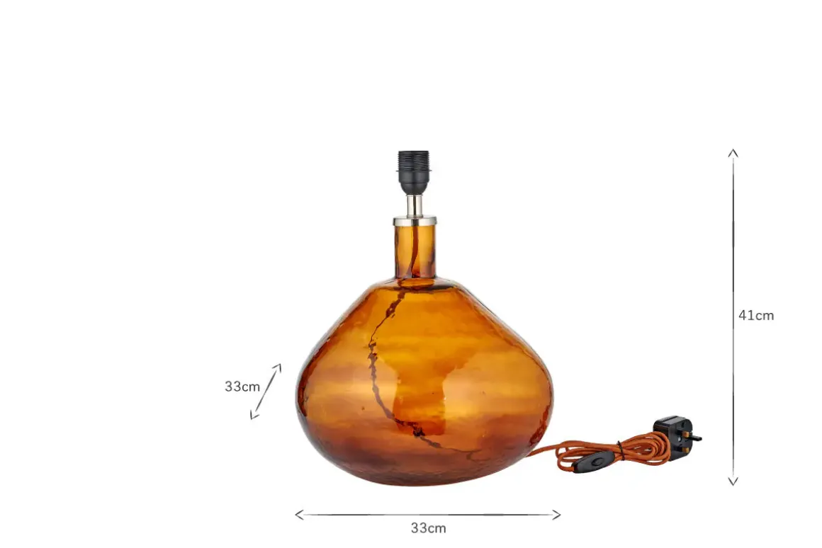 Baba Recycled Glass Lamp - Burnt Amber - Large Wide
