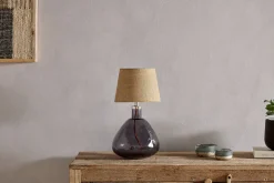Baba Recycled Glass Table Lamp - Smoke - Small Wide