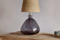 Baba Recycled Glass Table Lamp - Smoke - Small Wide