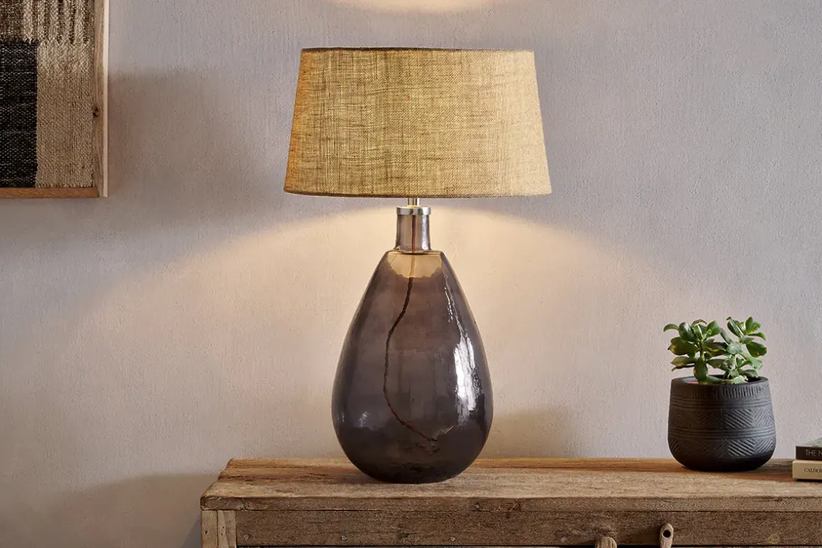 Baba Recycled Glass Table Lamp - Smoke - Large Tall