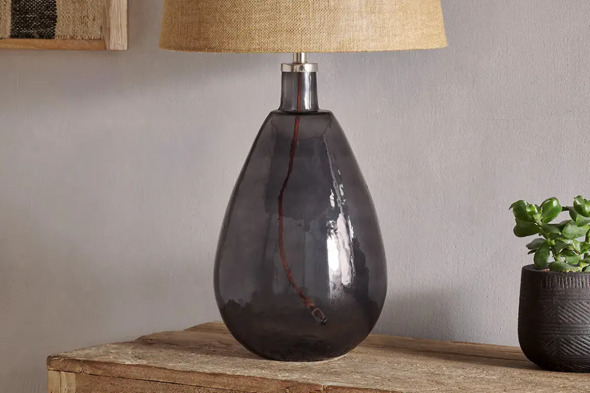Baba Recycled Glass Table Lamp - Smoke - Large Tall