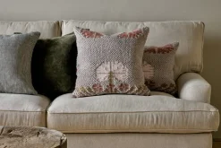 Bagru Wool & Cotton Cushion Cover - Soft Grey