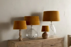 Batakha Velvet & Linen Lampshade - Dark Ochre