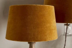 Batakha Velvet & Linen Lampshade - Dark Ochre