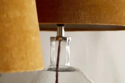 Batakha Velvet & Linen Lampshade - Dark Ochre