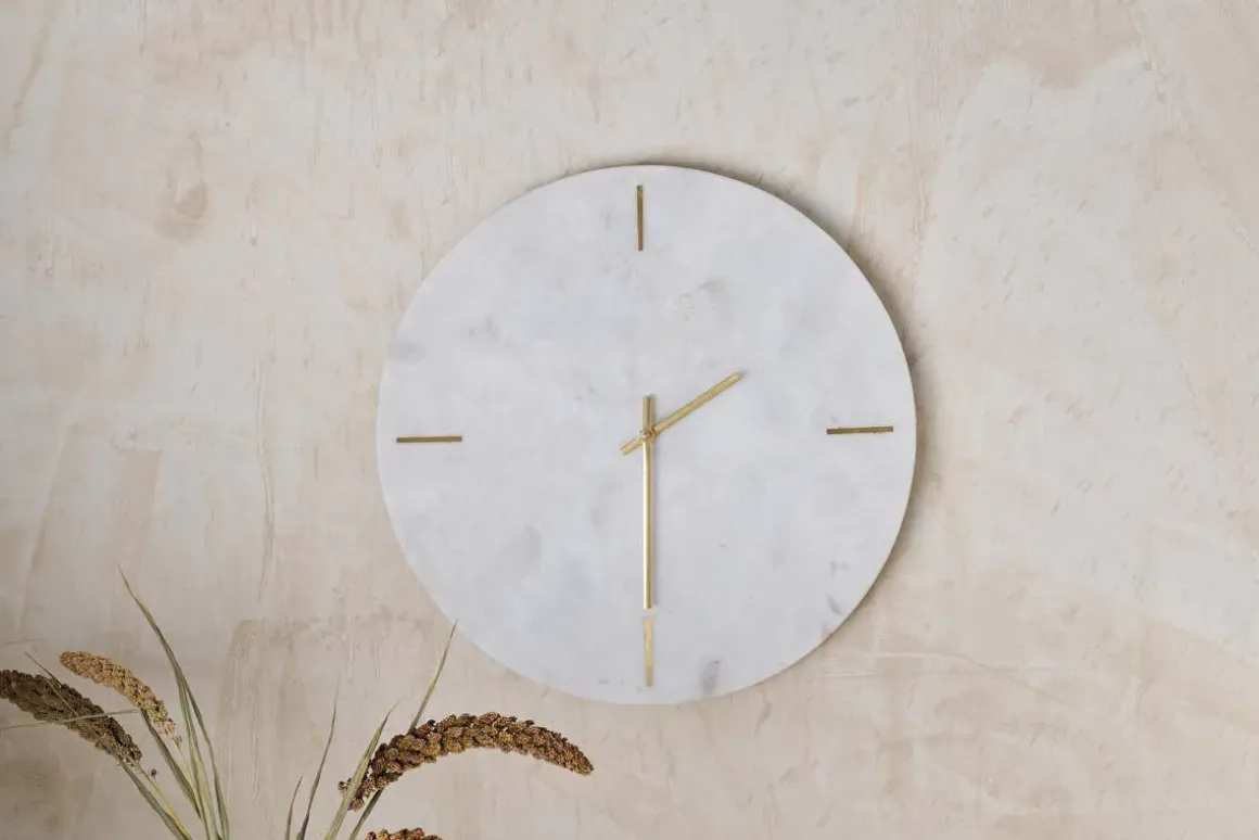 Besa Marble Clock - White
