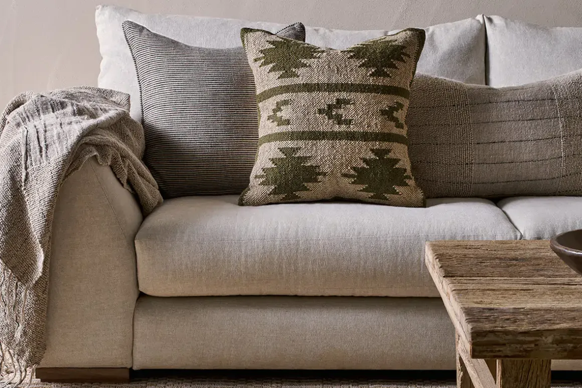 Bhumi Wool & Jute Cushion Cover - Moss Green