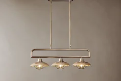 Chakai Mango Wood Pendant Lamp - Natural & Antique Brass