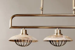 Chakai Mango Wood Pendant Lamp - Natural & Antique Brass