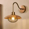 Chakai Mango Wood Wall Lamp - Natural & Antique Brass