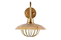 Chakai Mango Wood Wall Lamp - Natural & Antique Brass