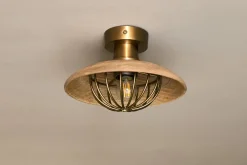 Chakai Wood & Metal Flush Ceiling Light