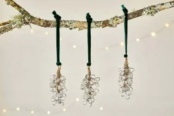 Danvi Glass Drop Baubles - Brass & Clear (Set of 3)