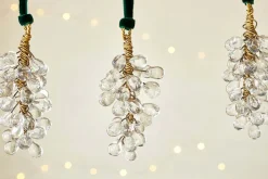 Danvi Glass Drop Baubles - Brass & Clear (Set of 3)
