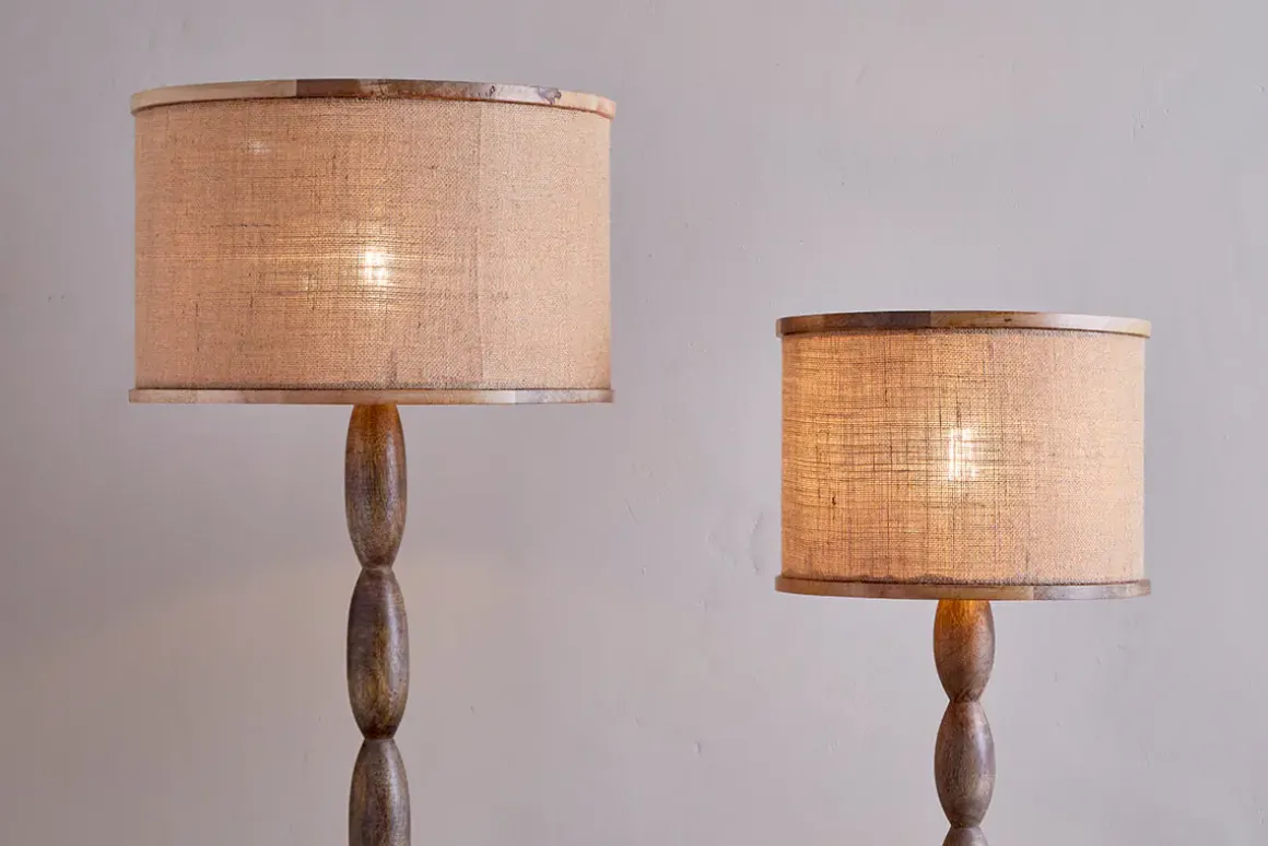 Darat Mango Wood & Jute Lampshade - Natural