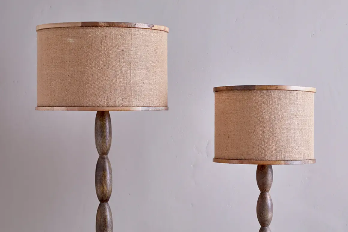Darat Mango Wood & Jute Lampshade - Natural