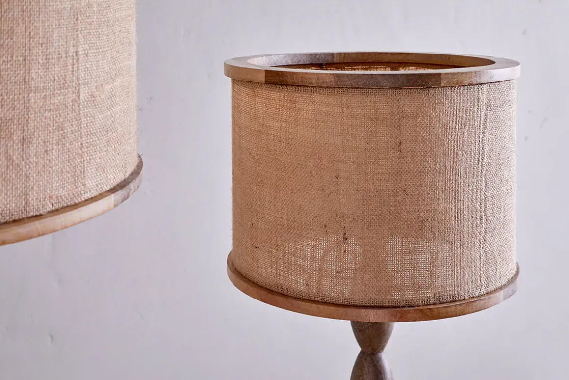 Darat Mango Wood & Jute Lampshade - Natural