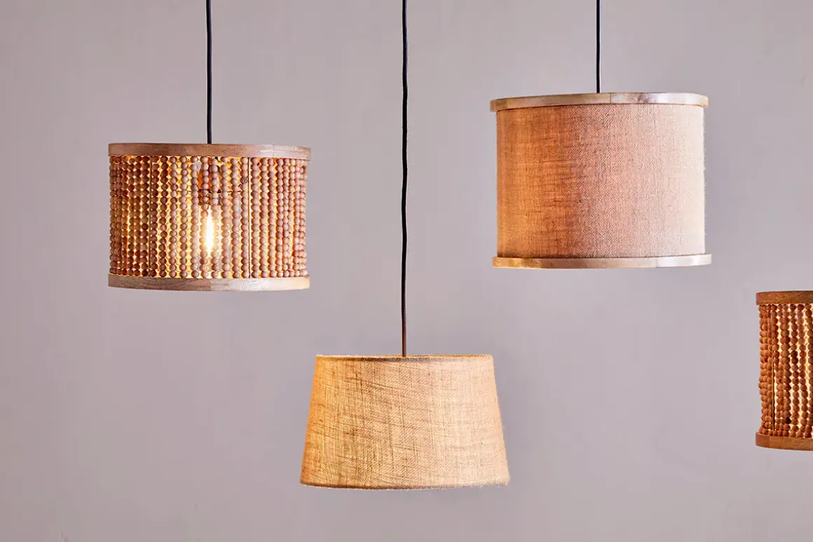 Darat Mango Wood & Jute Lampshade - Natural