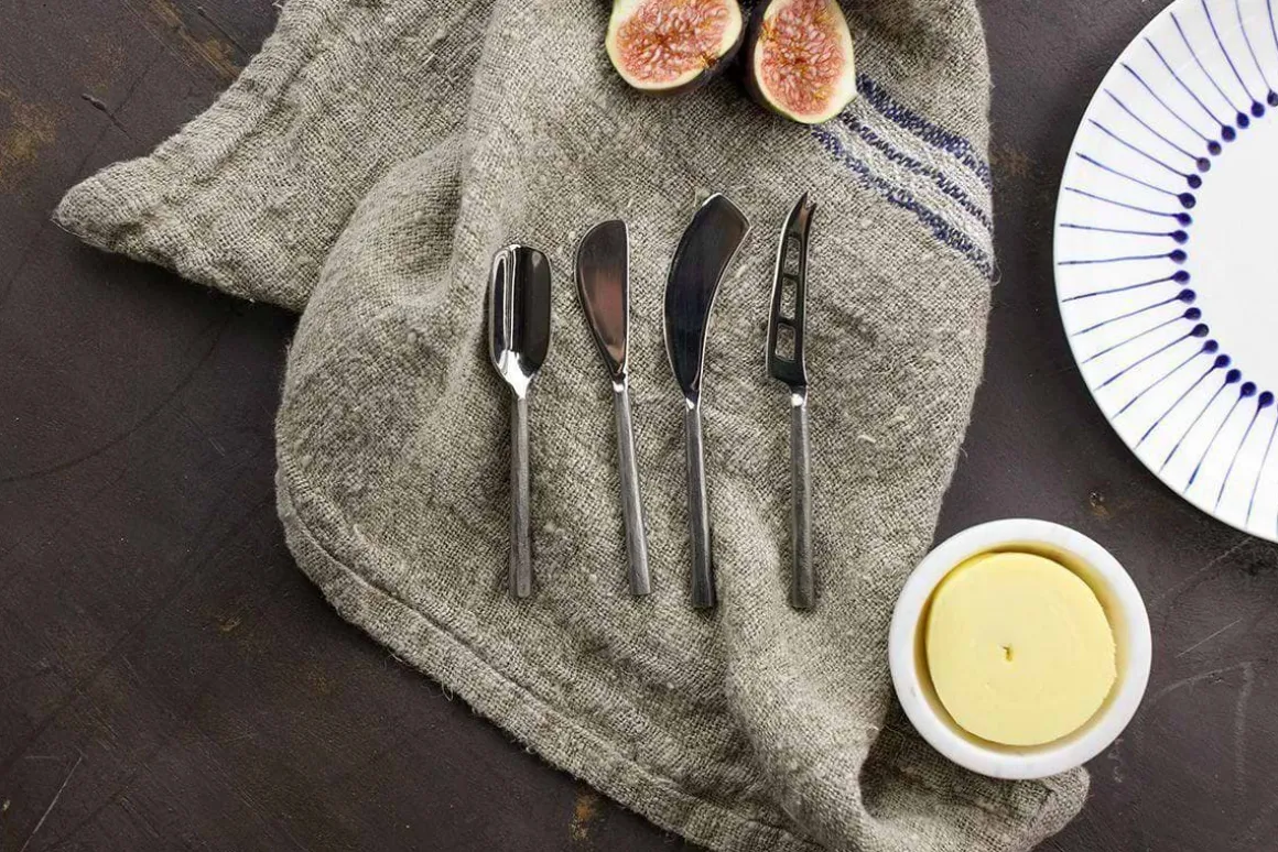 Darsa Cheese Knife Set - Brushed Silver (Set of 4)