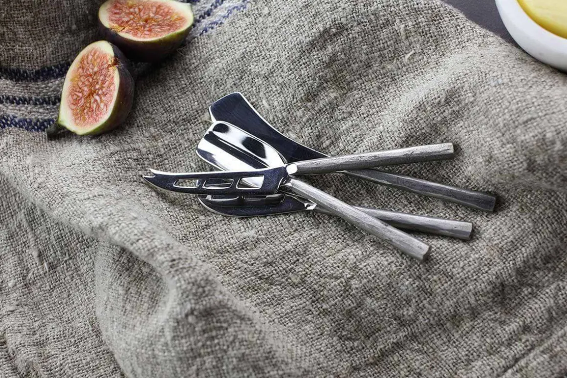 Darsa Cheese Knife Set - Brushed Silver (Set of 4)