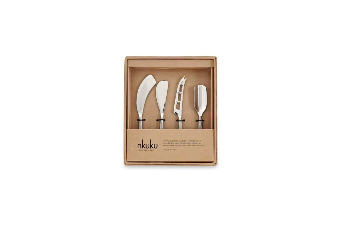 Darsa Cheese Knife Set - Brushed Silver (Set of 4)